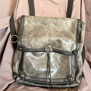 Saks Fifth Avenue Charcoal Leather Backpack